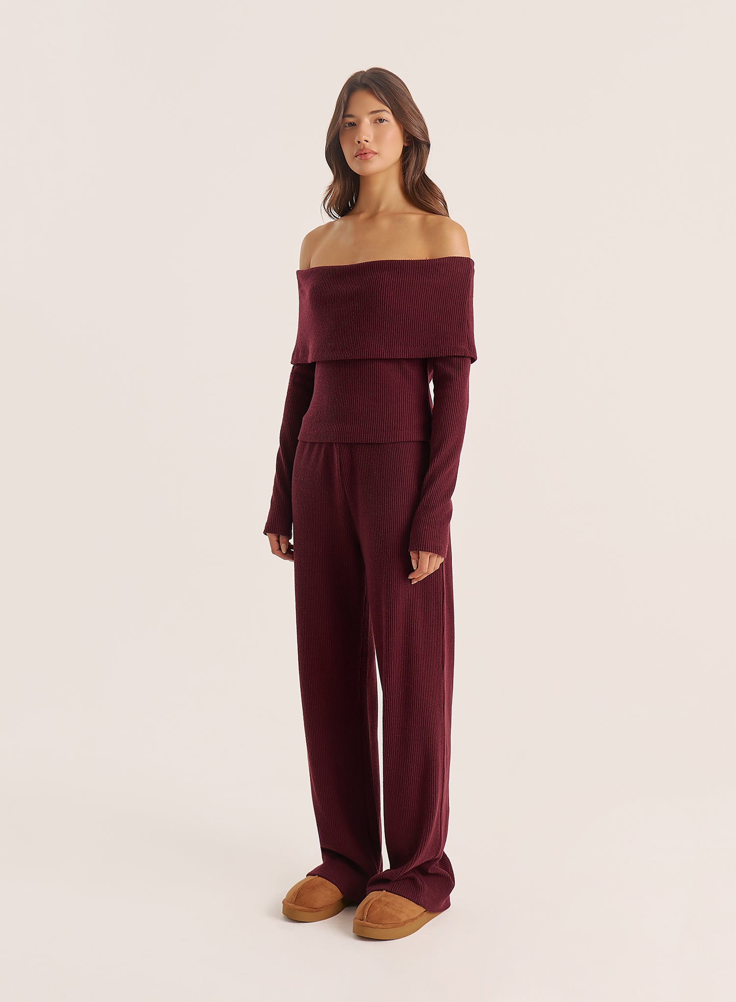Dark Red Knitted Trousers